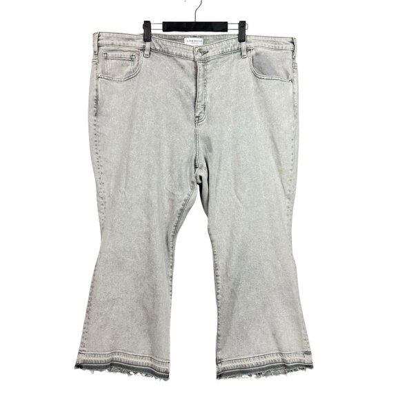 Lane Bryant 28 Gray Essential Stretch Mid Rise Girlfriend Crop Jeans Raw Hem NWT - Picture 1 of 8